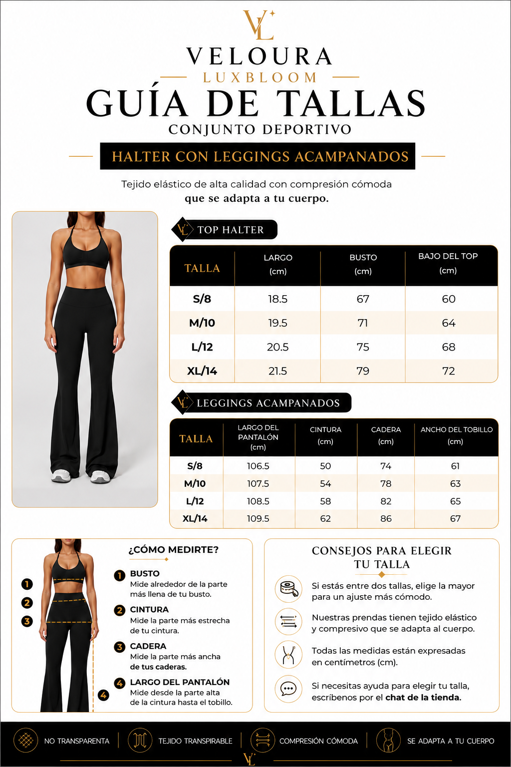 Halter Sports Set with Flared Leggings